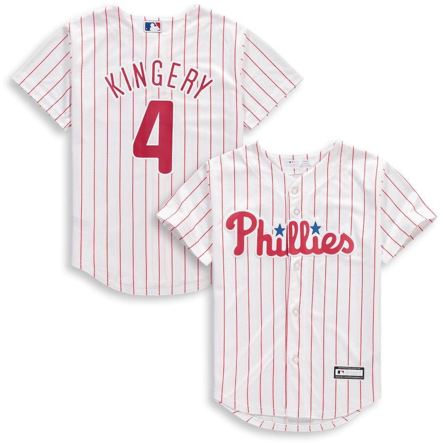 Youth Philadelphia Phillies 4 Scott Kingery Majestic White Home Cool Base Replica Player MLB Jerseys